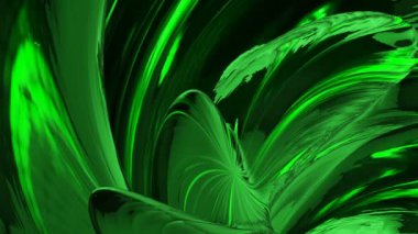 Soyut canlandırılmış fütüristik arkaplan ve kıvrımlı plastik şekilli yeşil madde.