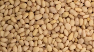 Market video ekran koruyucusu, kavrulmuş çam fıstığı çekirdekleri yakın plan üst görünüm