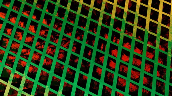 摘要背景 计算机渲染 带绿色单元格的红色打印封面 — 图库照片