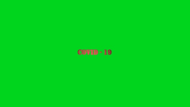 Video Clip Computer Rendering Inscription Covid Moving Camera Green Background — Stock Video