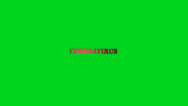 Video Clip Computer Rendering Inscription Coronavirus Moving Camera Green Background — Stock Video