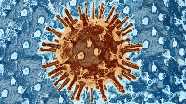 Simulazione Computerizzata Immagine Simbolica Coronavirus Umano Che Causa Malattia Covid — Foto Stock