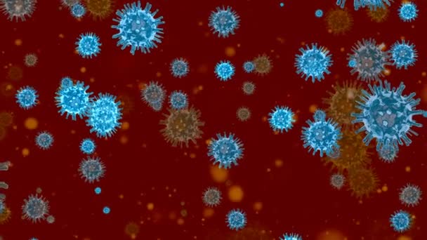 感染症の原因となるヒトコロナウイルスのコンピュータシミュレーションの象徴的なビデオ画像 Covid — ストック動画