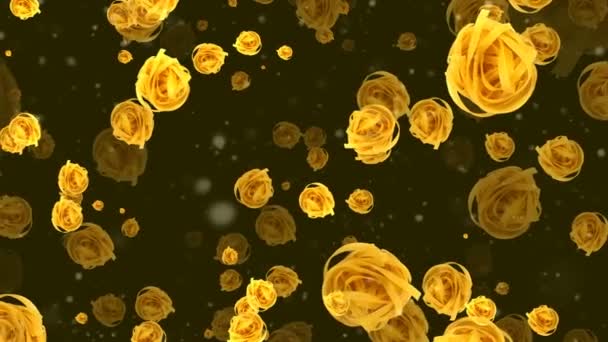 Vidéo alimentaire 4k ordinateur rendant économiseur d'écran 3d avec des nouilles de blé tordues en boule sur un fond brun se déplaçant de gauche à droite 