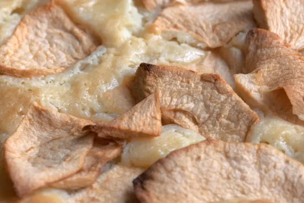 Superfície Fundo Comida Uma Torta Maçã Doce Foto Macro Close — Fotografia de Stock