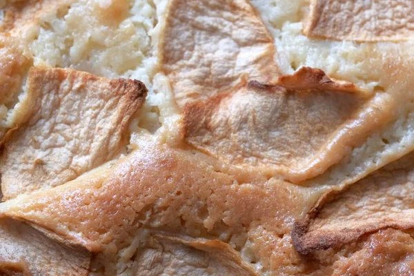 Surface Fond Alimentaire Une Tarte Aux Pommes Sucrée Gros Plan — Photo