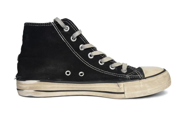 Παλιό μαύρο πάνινα παπούτσια — Φωτογραφία Αρχείου