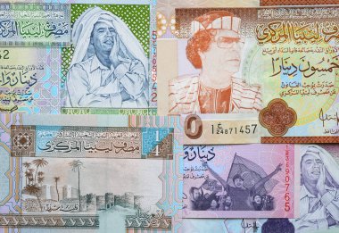 Muammer Gaddafi Libya banknot üzerinde