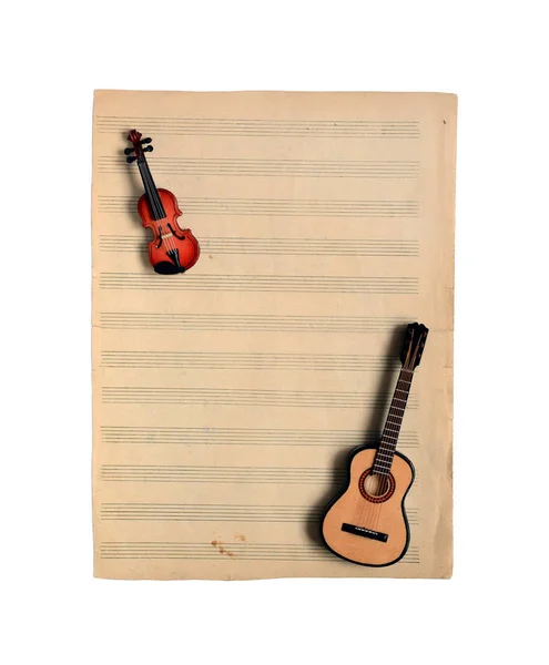 Music notes paper and violin — Stock Photo, Image