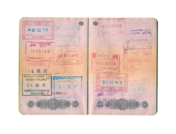 O passaporte aberto — Fotografia de Stock