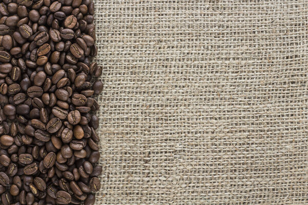 coffee beans on canvas background