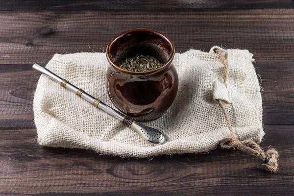 Yerba mate, tartozékokkal — Stock Fotó