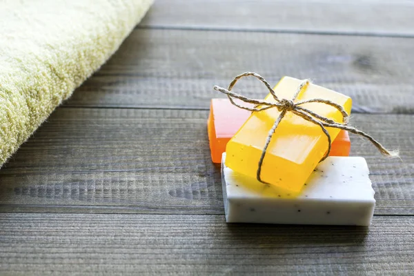 Color fragrant soap. spa concept background — Stock Photo, Image