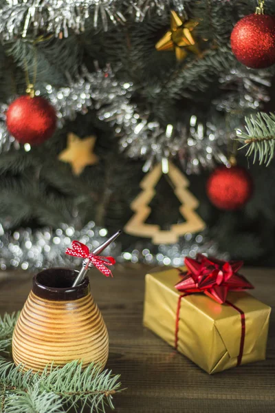 Yerba Mate Bajo Árbol Navidad — Foto de Stock
