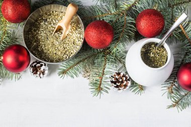 Yerba dostum Noel arka plan kopya alanı ile