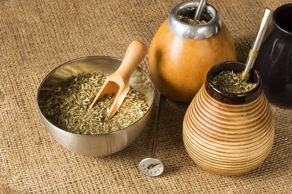 Yerba Mate Tartozékokkal — Stock Fotó