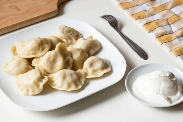 Traditional Polish Dumplings Called Pierogi Ruskie — Stock Photo, Image