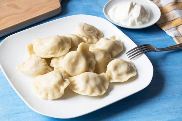 Traditional Polish Dumplings Called Pierogi Ruskie — Stock Photo, Image