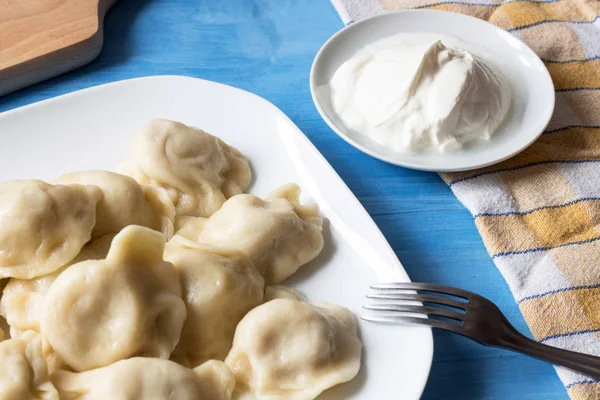 Traditional Polish Dumplings Called Pierogi Ruskie — Stock Photo, Image