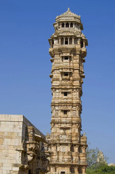 Vijay Stambkh, una torre triunfa en un fuerte Chittorgarkh India — Foto de Stock