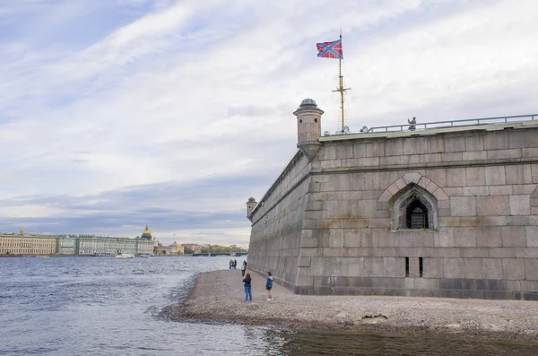 Place of interest of the city of St. Petersburg Pyotr and Pavel\'s fortress on the river bank Neva