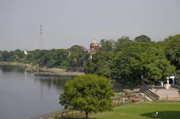 Paisaje Río Cerca Taj Mahal India Agra — Foto de Stock