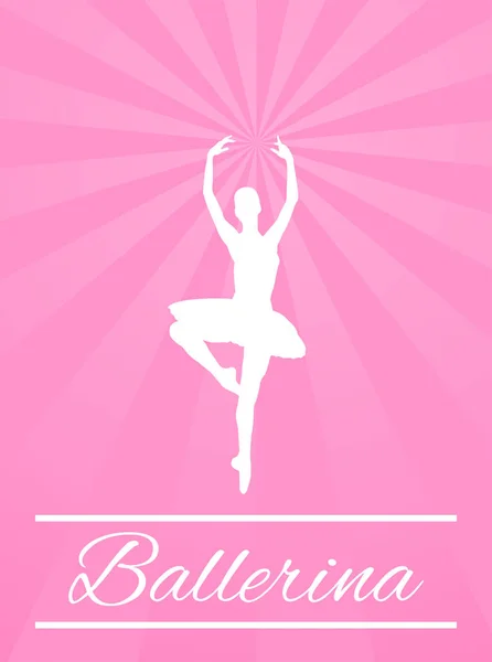 Ballerina silhouet op eenvoudige roze achtergrond — Stockvector
