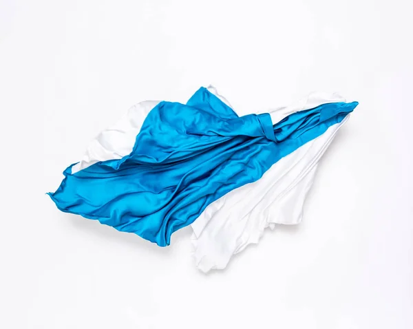 抽象蓝色和白色织品在运动 — 图库照片