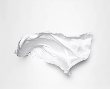 Beyaz arka plan üzerinde soyut beyaz kumaş