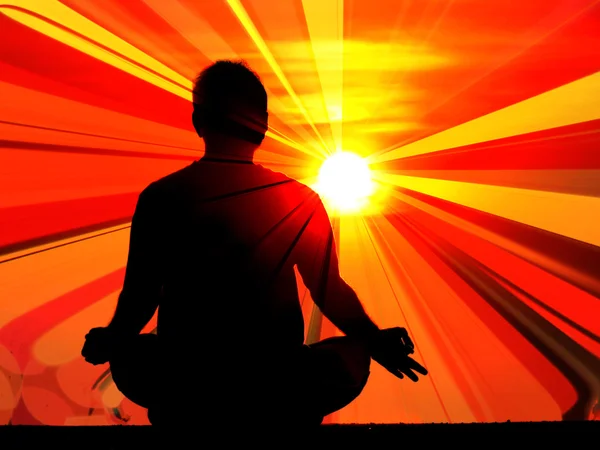 A naplemente felvilágosító meditáció — Stock Fotó