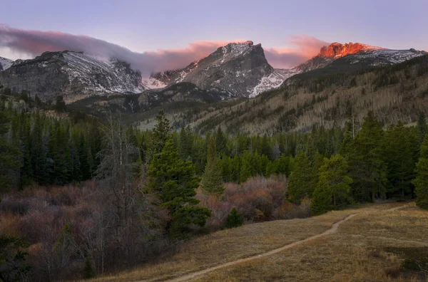 Soluppgång i Rocky Mountain National Park Estes Park Colorado — Stockfoto