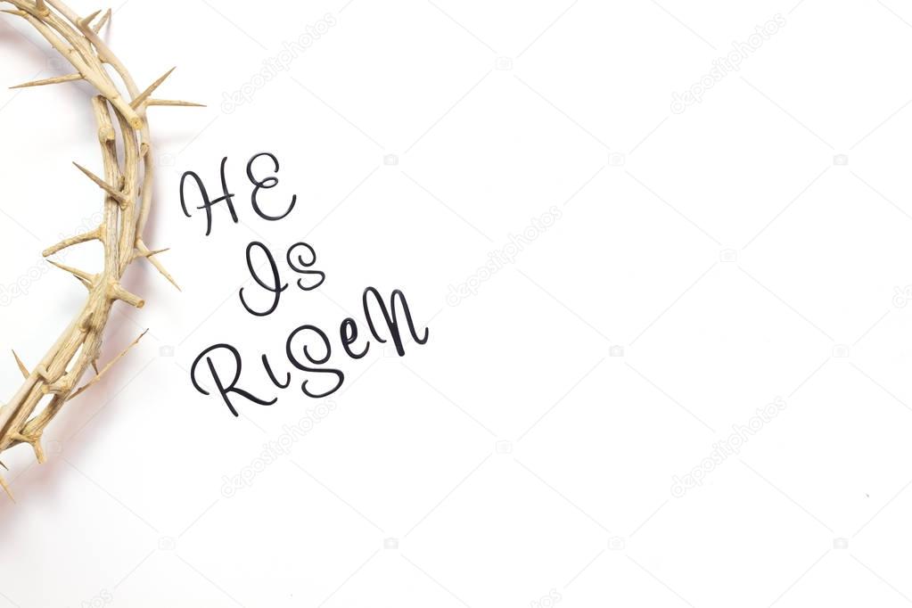 Easter He is Risen Quote isolated on white background with Crown