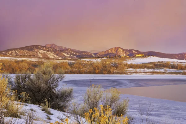 Hideg Colorado Sunrise Mentén Front Range — Stock Fotó