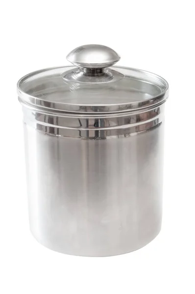 Stainless steel sugar canister — Stock Photo, Image