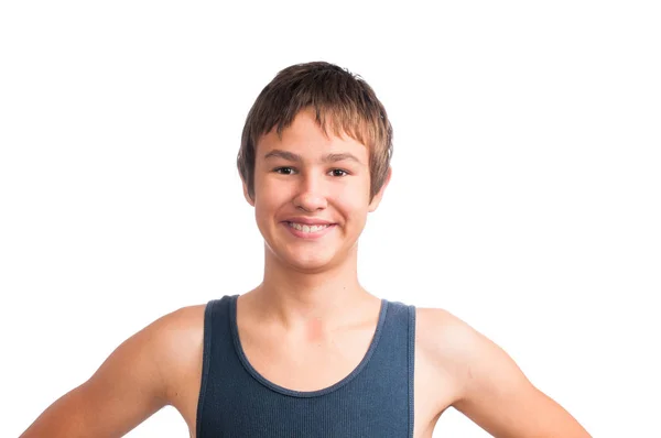 Head and shoulders of a smiling teenage boy — Stock Photo, Image