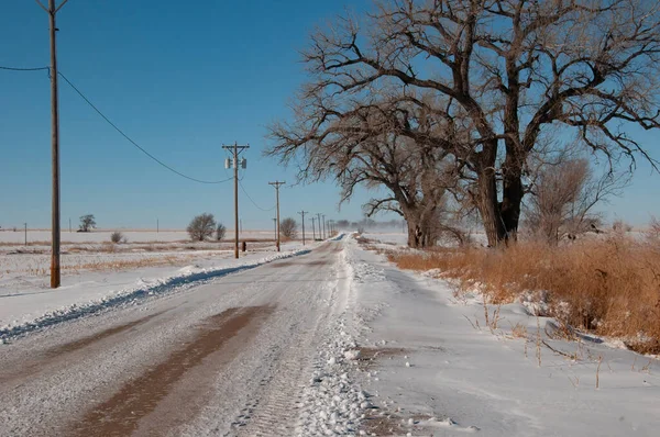 Route en terre battue dans le sud rural du Colorado, États-Unis — Photo