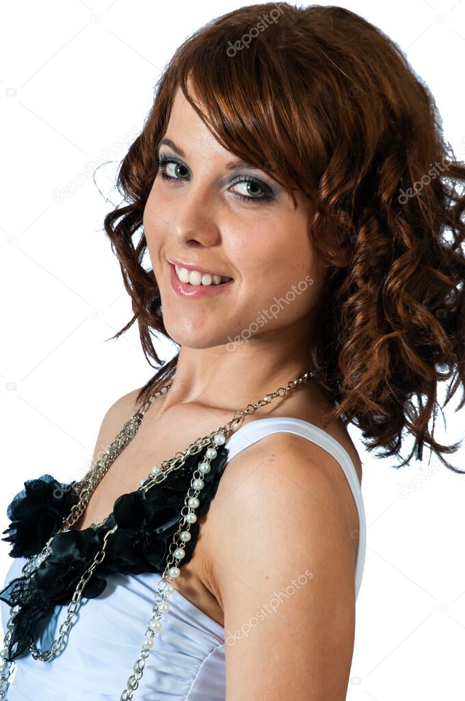Pretty young woman portrait smiling toward the camera