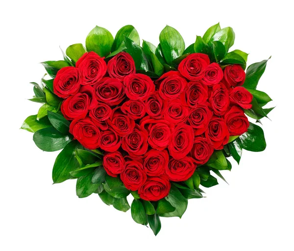 Heart shaped bouquet of red roses — Stock Photo, Image
