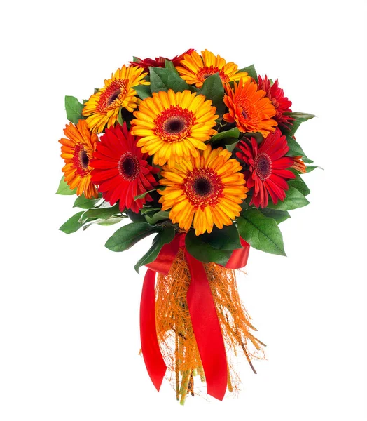 Blumenstrauß aus roten und orangefarbenen Gerbera — Stockfoto