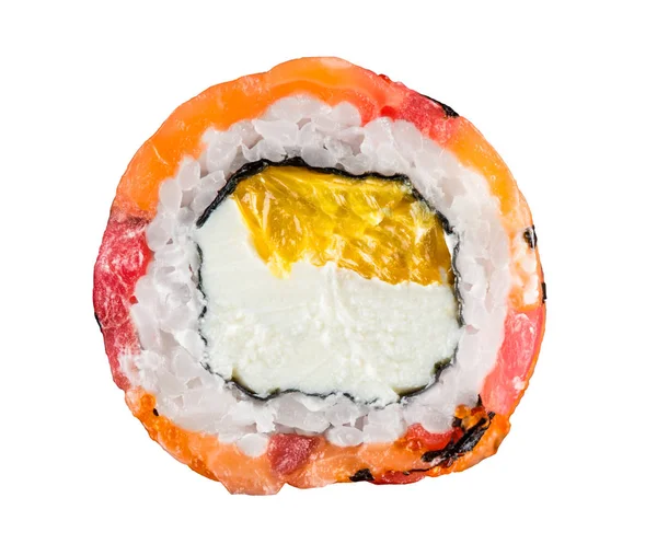 Roll met tonijn, zalm en oranje gemaakt — Stockfoto