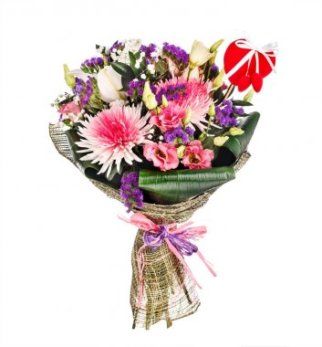 Krizantem, Kazablanka lilyum ve gül buketi