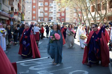 VALENCIA, İspanya - 8 Nisan 2012: Valencia Marinera Kutsal Haftası şöleni sırasında 
