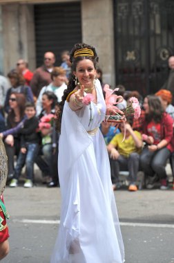 VALENCIA, İspanya - 24 Nisan 2011: Valencia Paskalya Marinerası 'nda Paskalya Pazar geçit törenleri