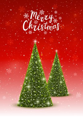 kırmızı bir arka plan üzerinde Noel ağaçları