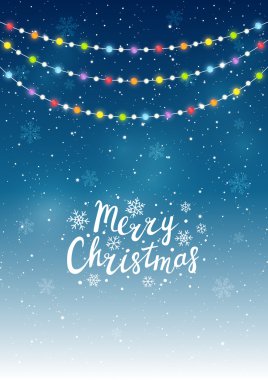 Noel ışık yıldızlı arka plan üzerinde