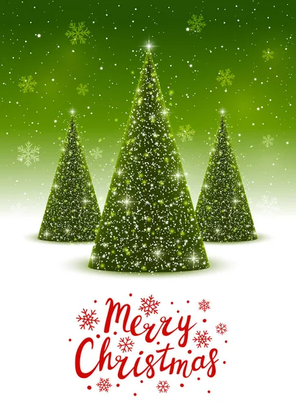 Kerstbomen met Merry Christmas inscriptie — Stockvector