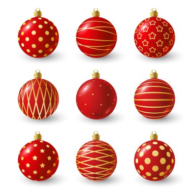 Noel kırmızı topları kümesi