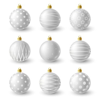 beyaz Noel topları kümesi