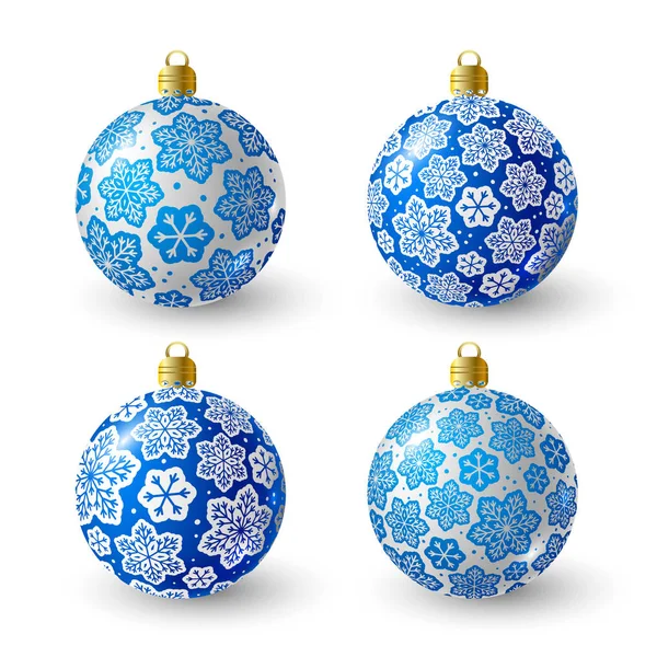 Set of blue Christmas balls — Stock Vector