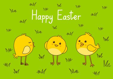 Paskalya kartı ile sevimli tavuklar